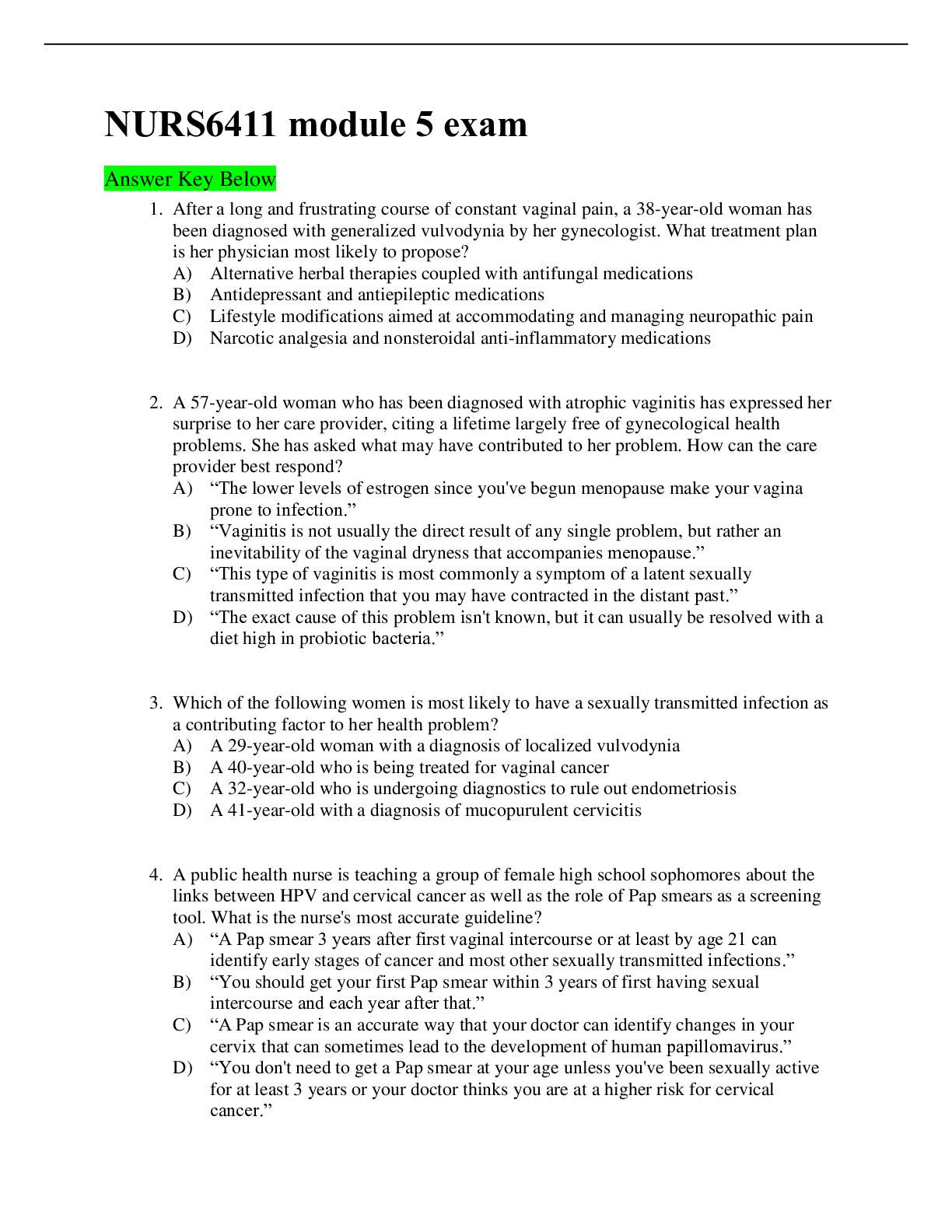 Preview of NURS6411 module 5 exam_2022